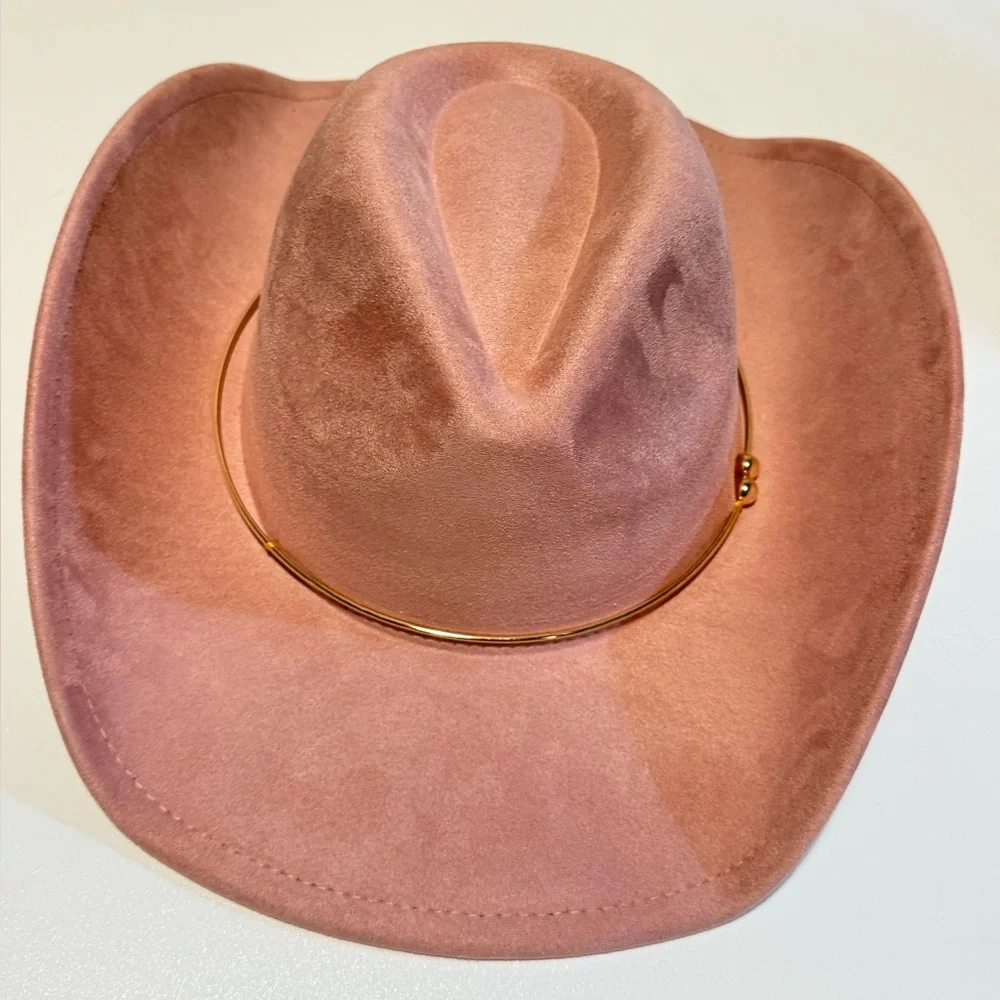 Cowboy Hat Faux Suede Pink Cowgirl Falls Creek OSFM - Picture 3 of 5